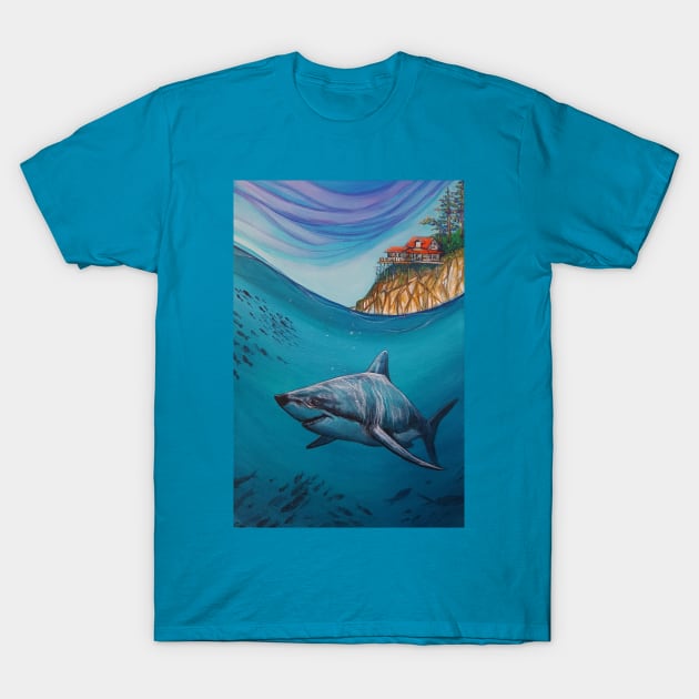 Great White Shark Under the Sea T-Shirt by StephaniePerryArt